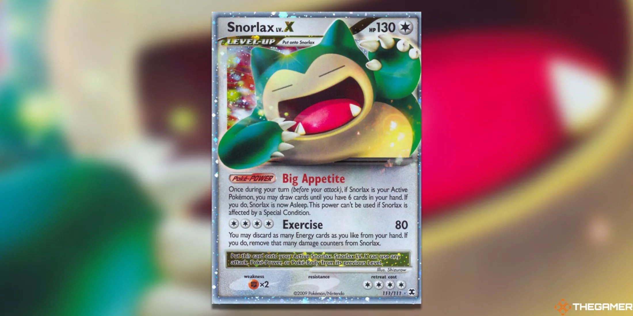 Thẻ bài Snorlax LV. X từ Rising Rivals Pokemon TCG, Snorlax trong tư thế tỉnh táo khác biệt