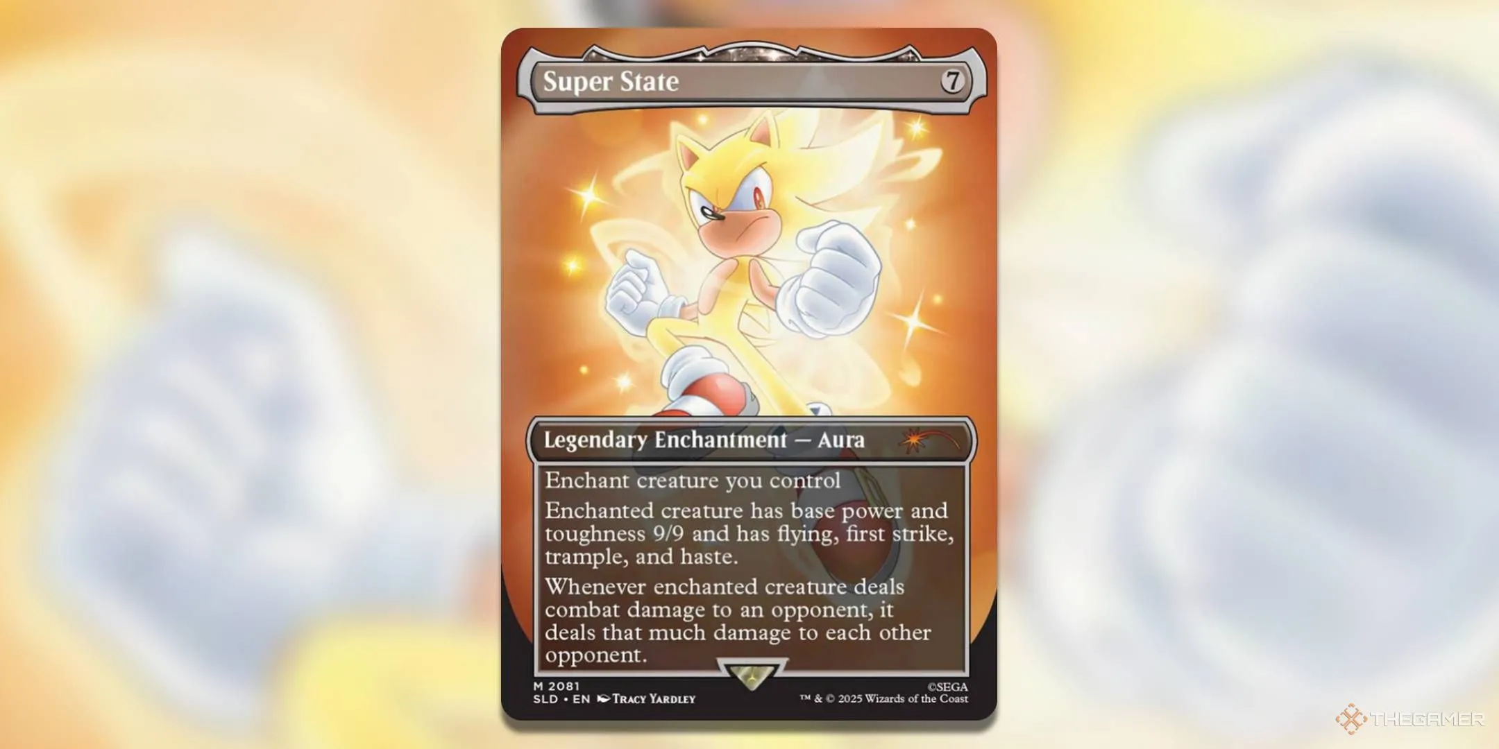 Thẻ bài Super State từ Secret Lair x Sonic: Friends &amp; Foes, Sonic biến thành Super Sonic