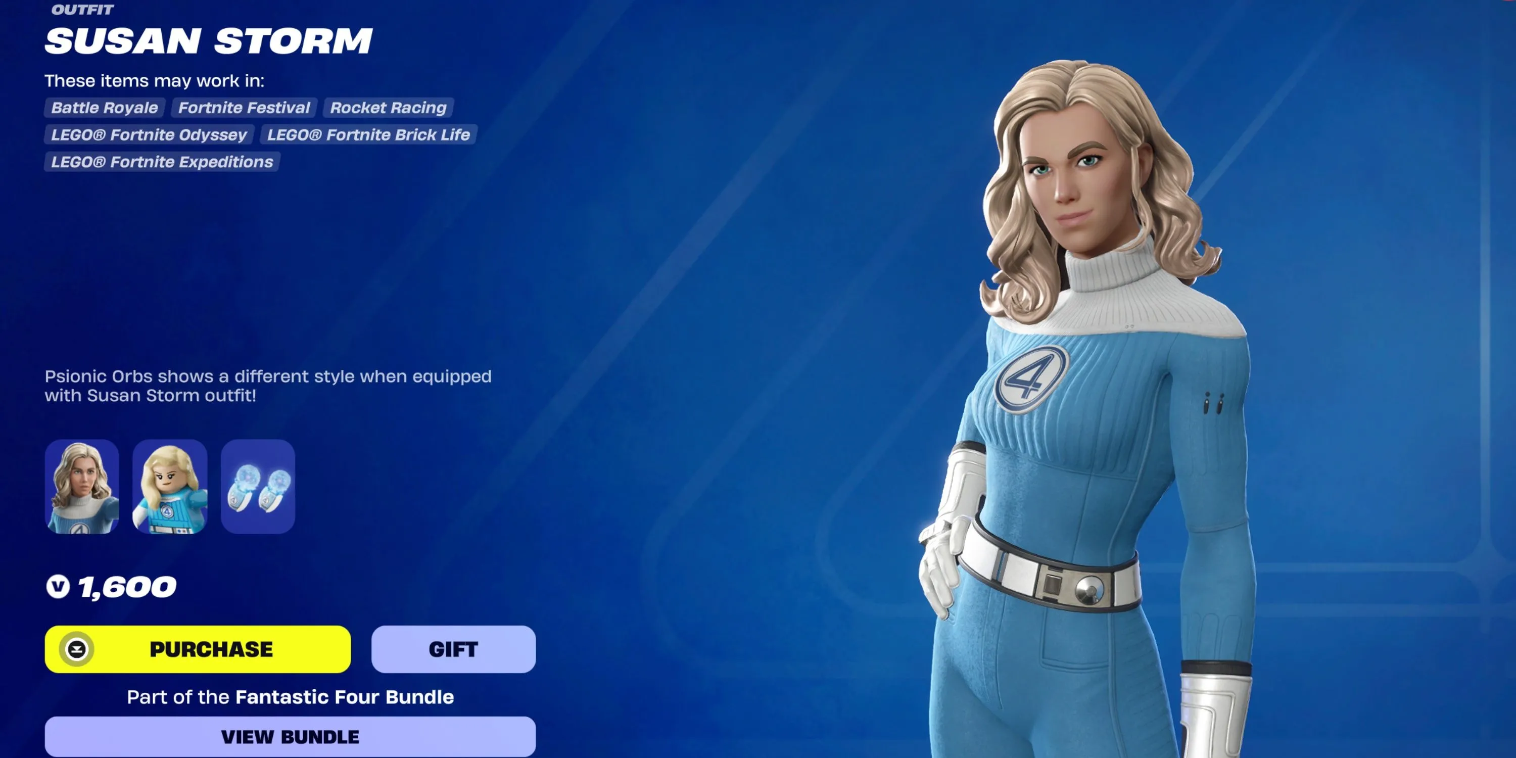 The Invisible Woman (Susan Storm) hóa thân trong tựa game Fortnite