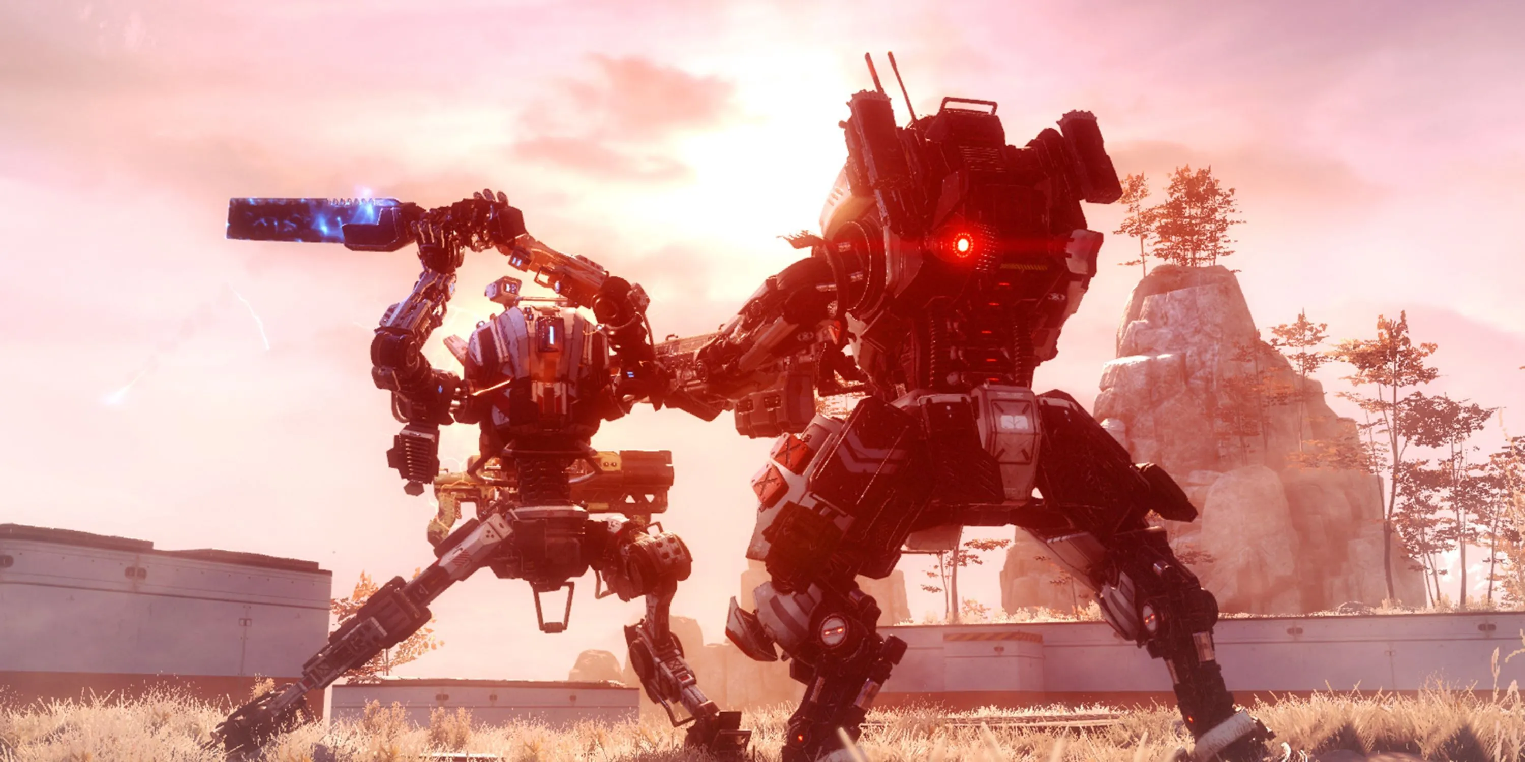 Trận chiến cận chiến giữa các robot mech trong game Titanfall 2, minh họa môi trường game online