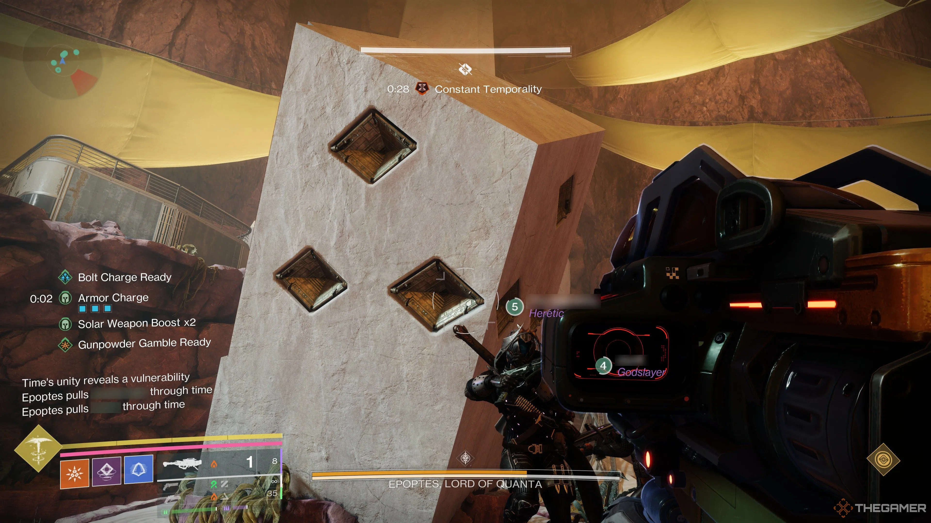 Trụ cơ chế trung tâm giúp phá khóa ở boss Epoptest Destiny 2