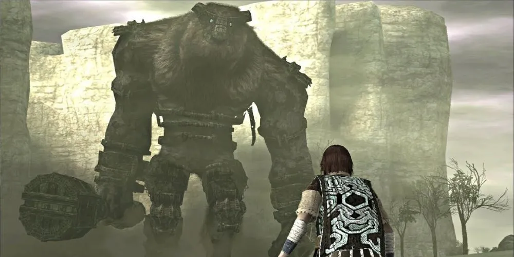 Wander đối mặt với Valus, Colossus đầu tiên, trong sự cô độc của cuộc chiến.