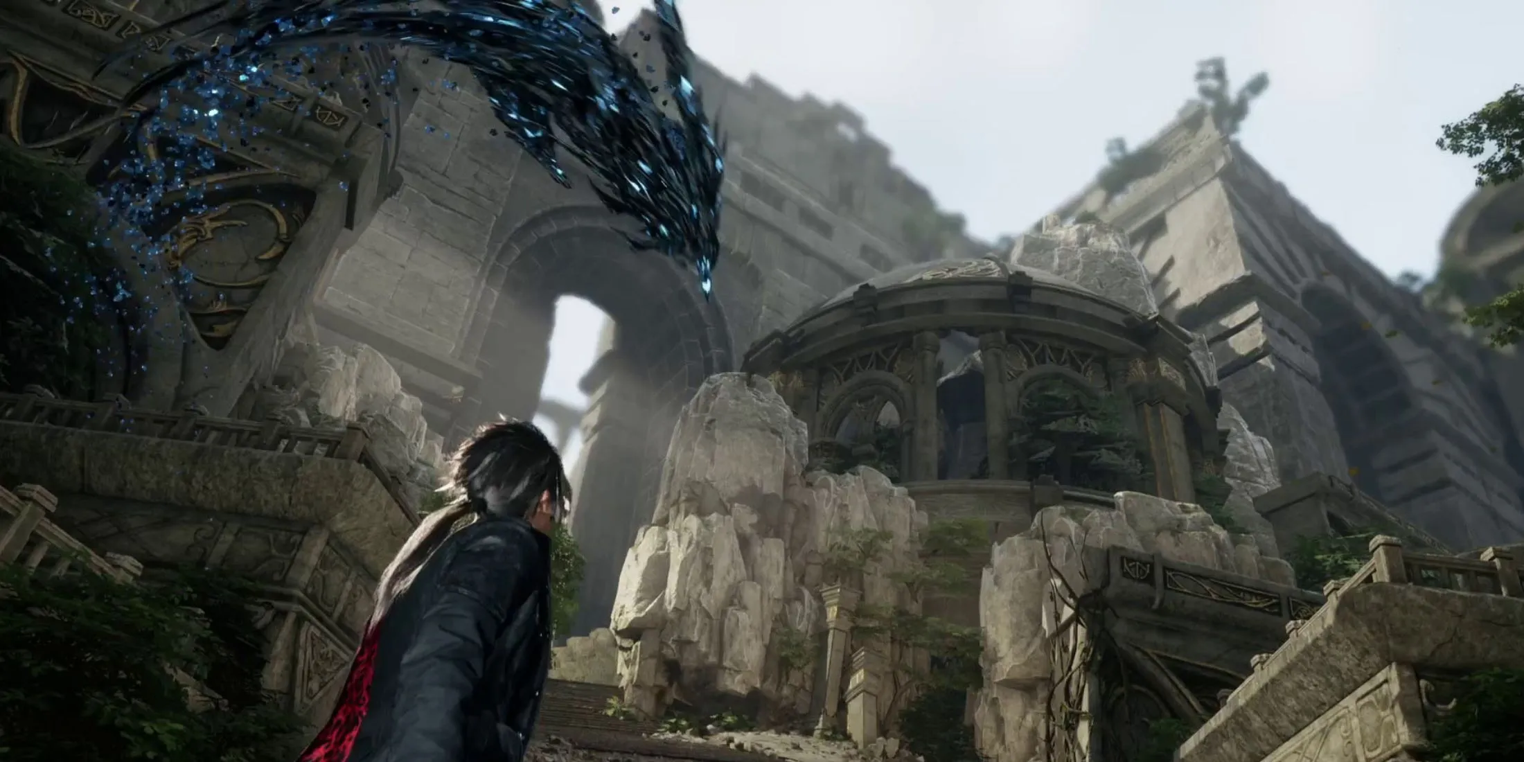 Cảnh quay gameplay Lost Soul Aside với nhân vật Kaser đang đối mặt với thử thách platforming