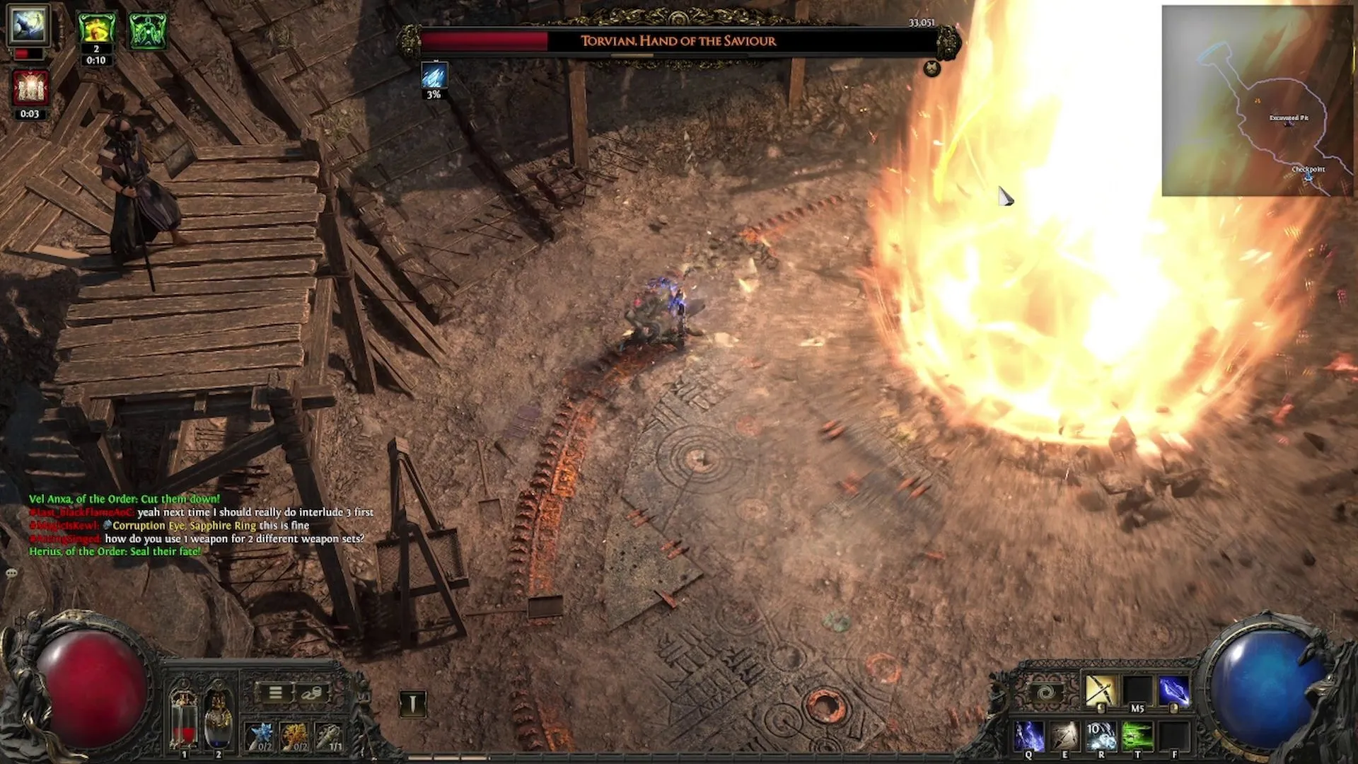 Chiêu Beam of Light khổng lồ của Torvian trong Path of Exile 2 quét ngang đấu trường, đòi hỏi kỹ năng né cao