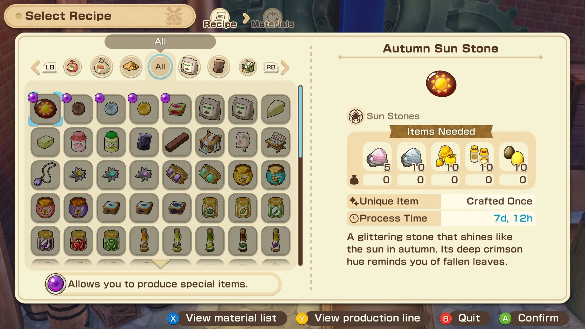 Công thức chế tạo Medals và Guardian Bait tại Cối Xay Gió Xanh khi kích hoạt Purple Wonderstone trong Story of Seasons Grand Bazaar
