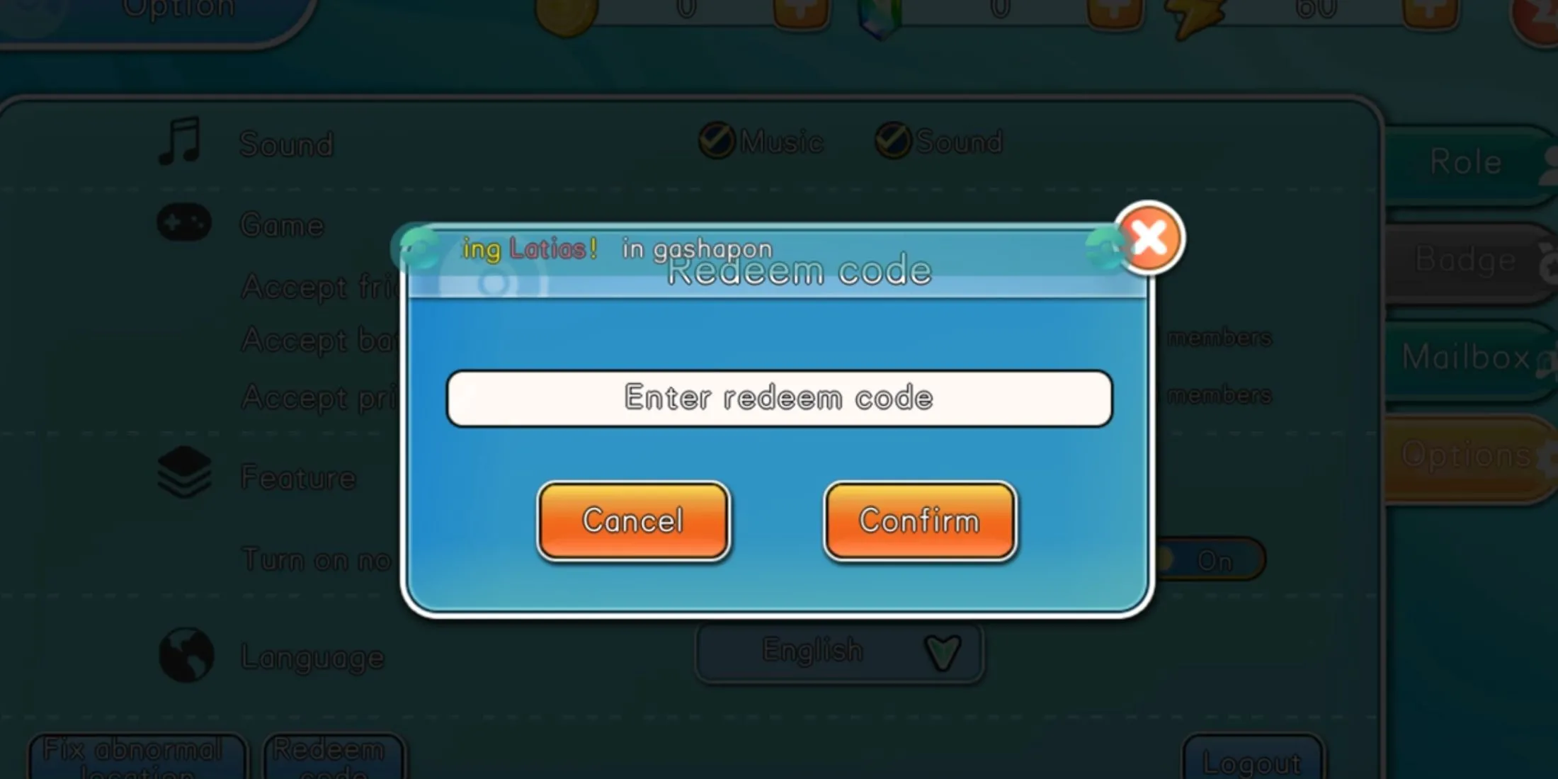 Giao diện đổi mã trong Pocket Pixel hiển thị nút Redeem Code