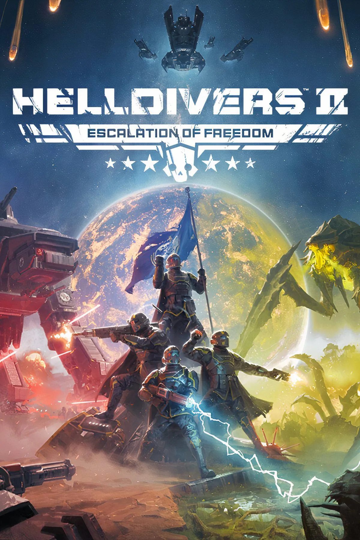 Logo Helldivers 2 với dòng chữ &quot;Helldivers 2&quot; và biểu tượng chiến binh