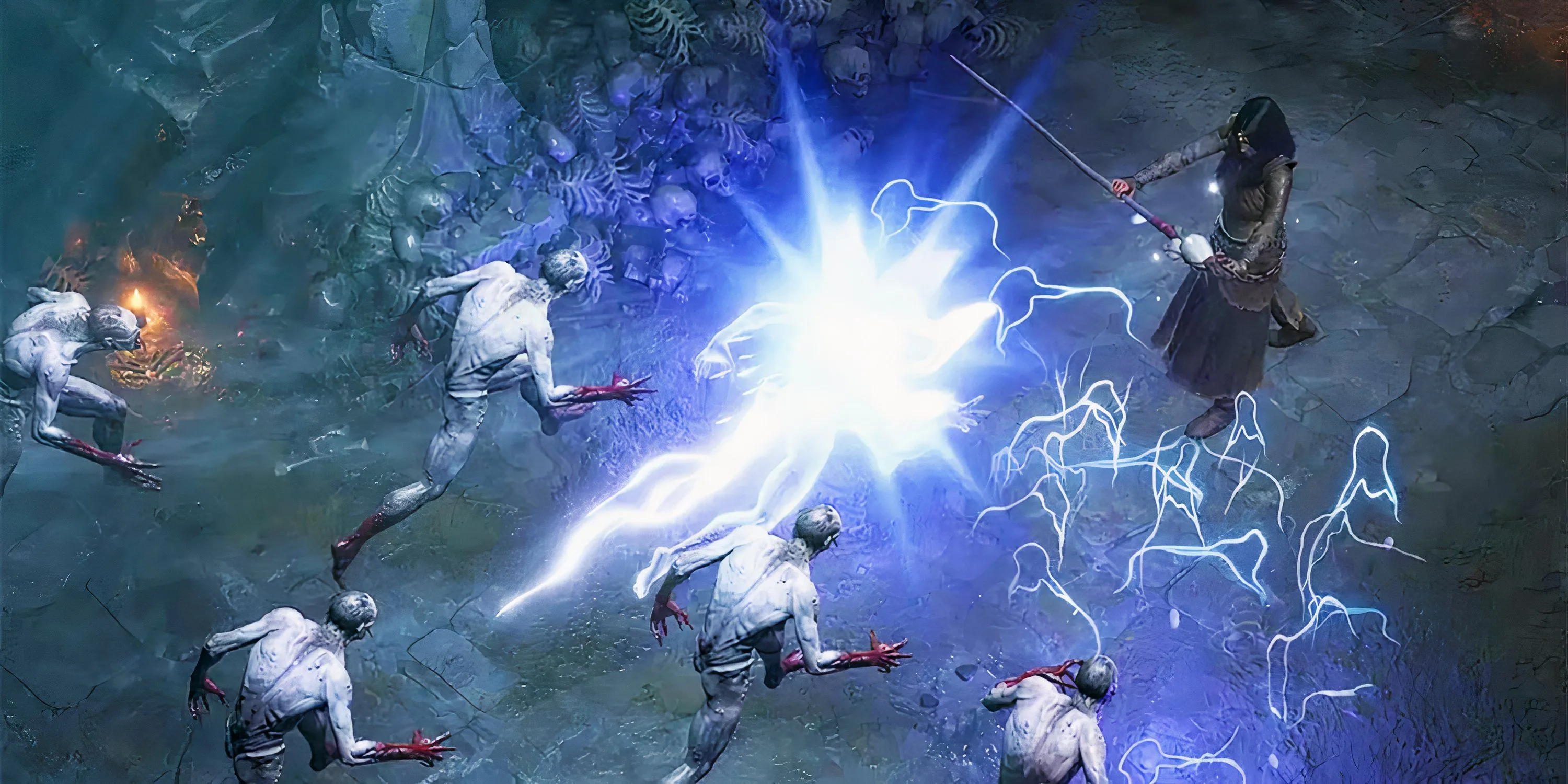 Pháp sư Diablo 4 tung chiêu sét rực rỡ