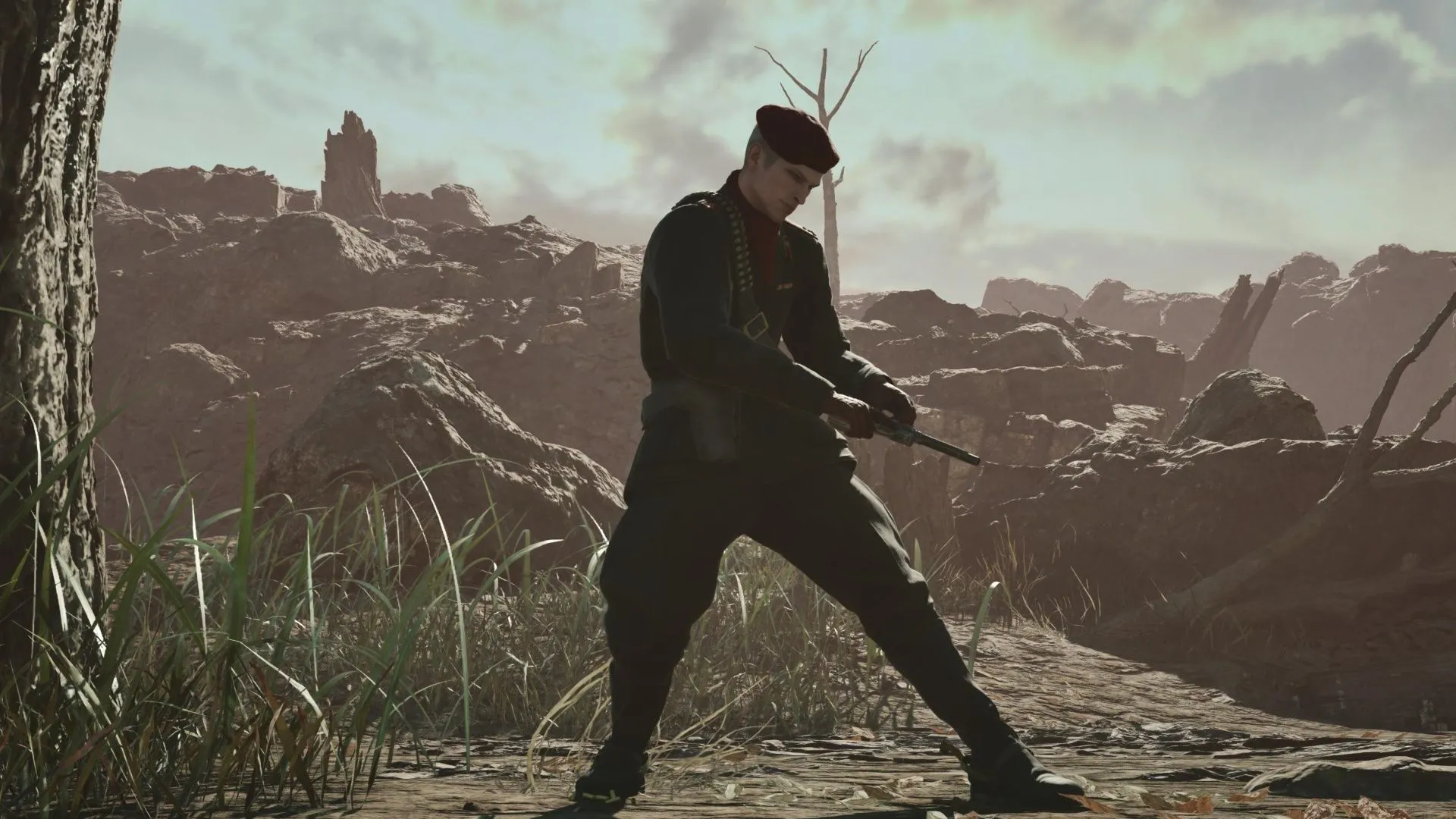 Revolver Ocelot nạp đạn khẩu súng đặc trưng trong một đoạn cắt cảnh của Metal Gear Solid Delta