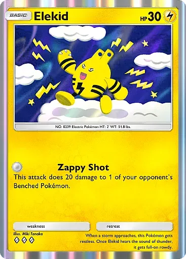 Thẻ bài Baby Pokemon Elekid từ gói Lugia trong Pokemon TCG Pocket.