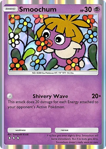 Thẻ bài Baby Pokemon Smoochum từ gói Ho-Oh trong Pokemon TCG Pocket.