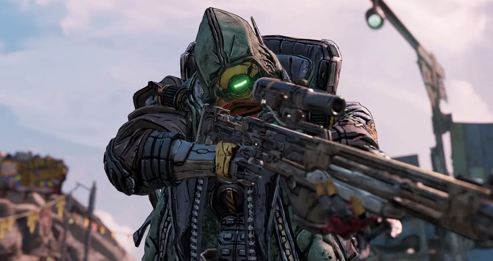 Vault Hunter FL4K từ Borderlands 3 trong tư thế ngắm bắn với súng tỉa, đại diện cho class xạ thủ truyền thống.